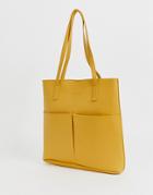 Claudia Canova Unlined Pocket Shopper Bag In Mustard - Yellow