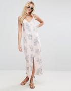 Asos Maxi Dress With V Back In Floral Print - Multi