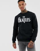 Pull & Bear The Beatles Embroidered Logo Sweatshirt In Black - Black