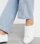 Asos Design Wide Fit Demi Lace Up Sneakers In White