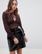 Motel Long Sleeved Blouse With Cut Out Front - Pink