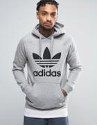 Adidas Originals Trefoil Logo Hoodie In Gray Bk5880 - Gray