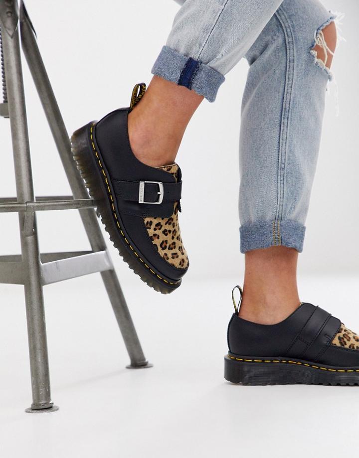 Dr Martens Ramsey Leopard Monk Shoes In Black - Multi