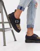 Dr Martens Ramsey Leopard Monk Shoes In Black - Multi