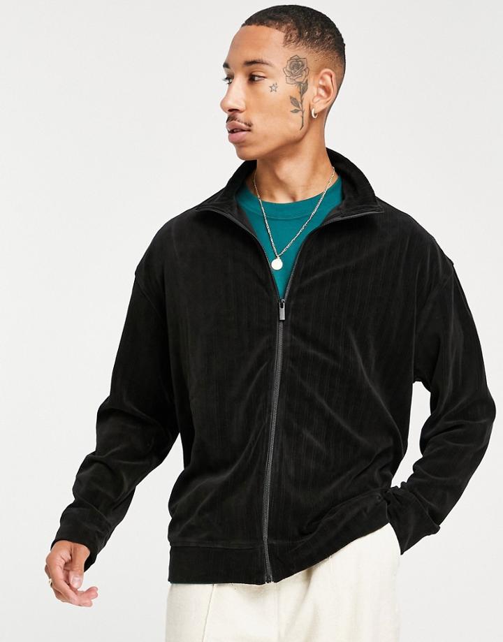 Weekday Elias Velour Sweatshirt In Black
