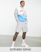 Asos Design Oversized Sweatshirt In Blue & White Color Block With New York Print