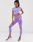 Nike Air Running Crop Leggings With Mesh Panels In Purple