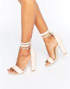 Missguided Barely There Wrap Around Block Heels - Beige