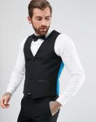 Harry Brown Plain Black Skinny Tuxedo Vest - Black