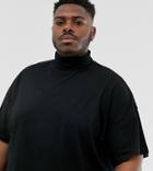 Asos Design Plus Oversized T-shirt With Roll Neck In Black - Black