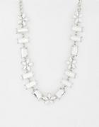 Asos Design Short Necklace In Crystals And Crystal Flowers In Silver Tone