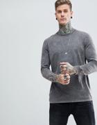 Asos Relaxed Longline Long Sleeve T-shirt In Light Acid Wash Gray - Gray