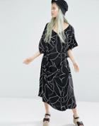 Weekday Kimono Dress With Print Detail - Multi