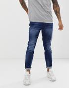 Diesel D-bazer Tapered Slim Fit Jeans In 084gr Mid Wash - Blue