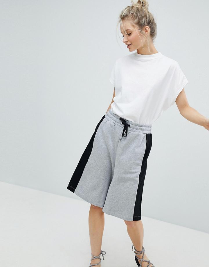 Monki Paneled Jogger Shorts - Gray