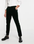 French Connection Velvet Slim Fit Pants-green