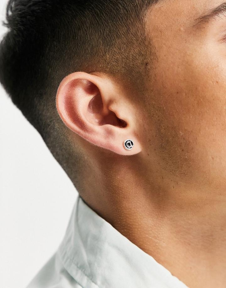 Wftw Enamel Stud Earrings In Silver