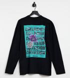 Collusion Repeat Print Long Sleeve T-shirt In Black-purple