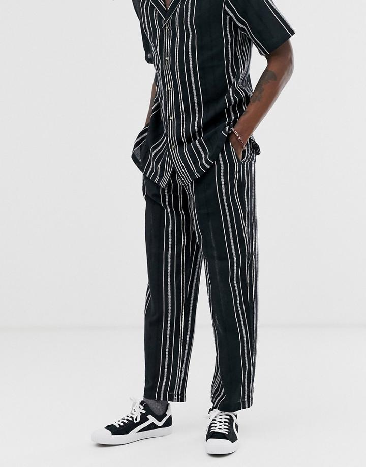 Sacred Hawk Tapered Pants In Black Stripe