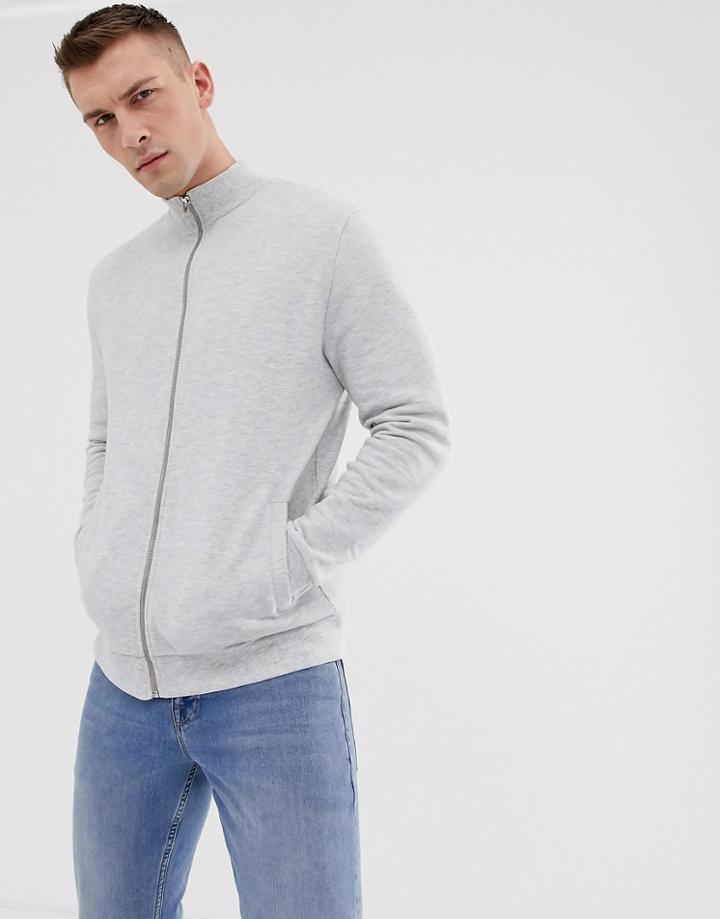 Asos Design Jersey Track Jacket In White Marl