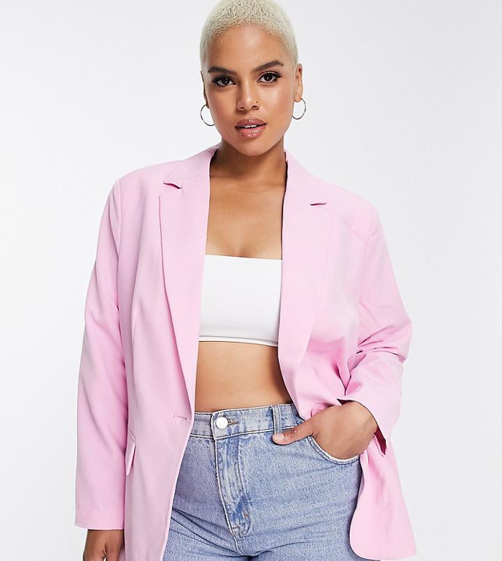 Vero Moda Curve Tailored Suit Blazer In Pink