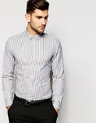 Asos Smart Shirt With Bold Stripe In Regular Fit - Gray