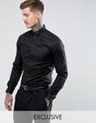 Noose & Monkey Skinny Smart Shirt With Point Collar - Black