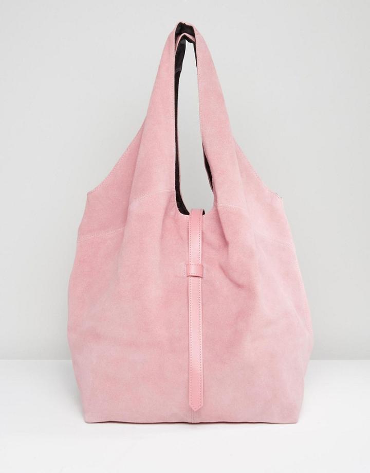 Asos Suede Slouchy Shoulder Bag - Pink