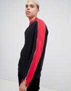 Asos Design Sweatshirt With Color Blocking And Zip Details - Black