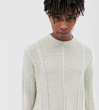 Reclaimed Vintage Inspired Cable Knit Sweater In Cream - Cream