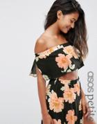 Asos Petite Large Bloom Frill Bandeau Beach Top - Blossom Print