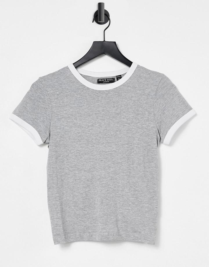 Brave Soul Claudia Ringer T-shirt In Heather Gray-grey