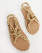 Asos Design Sandals In Natural Rope-neutral