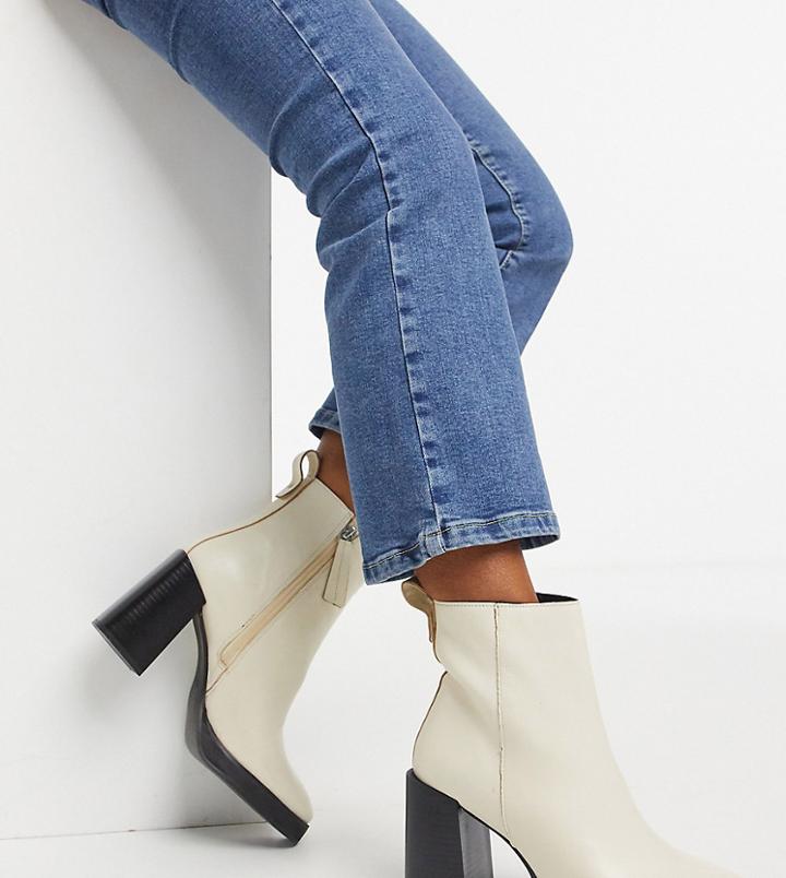 Asra Exclusive Herington Heeled Boots In Bone Leather-white