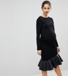 Asos Maternity Pu Pephem Mini Dress - Black