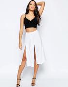 Asos Midi Skirt With Splices - White