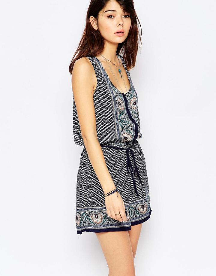 Brave Soul Paisley Print Romper With Drawstring Waist