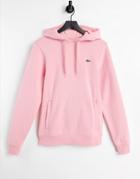 Lacoste Small Logo Overhead Hooded Sweatshirt In Pink