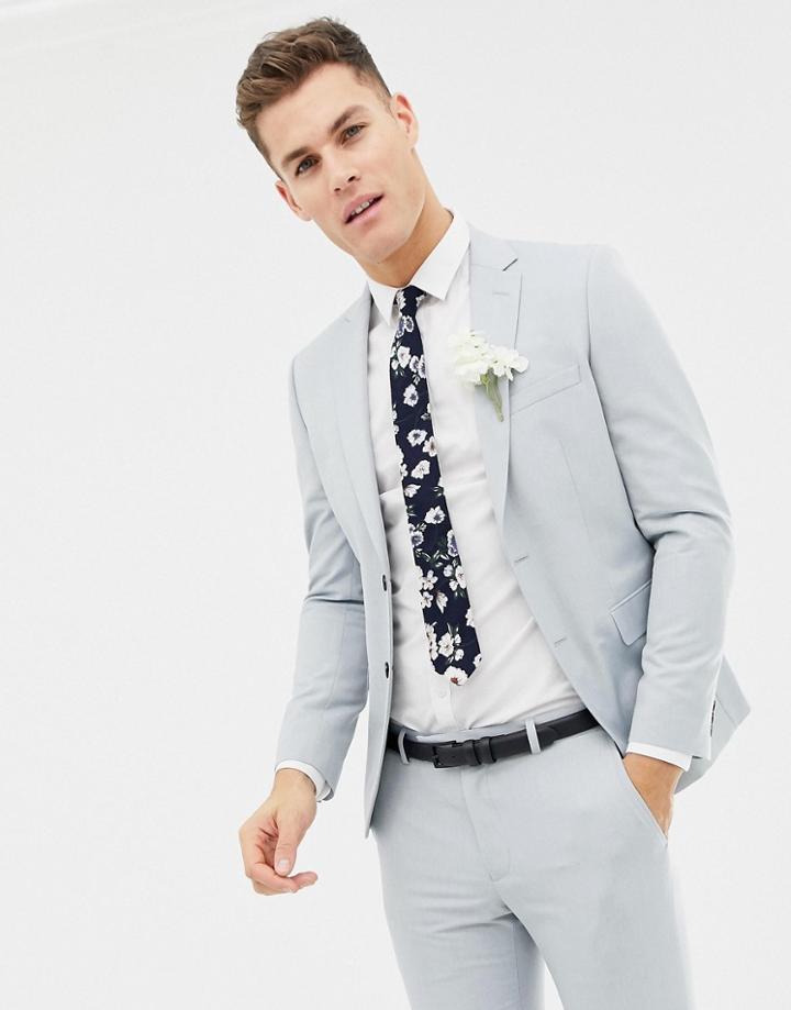 Moss London Skinny Suit Jacket - Blue