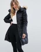 Vero Moda Down Padded Jacket With Faux Fur Collar - Black