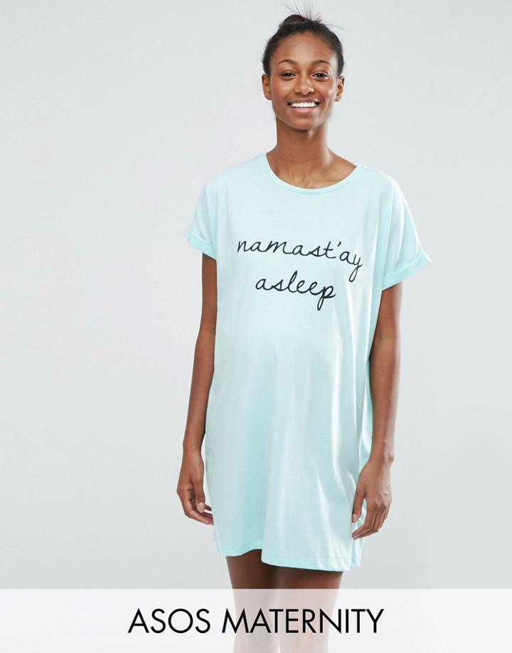 Asos Maternity Namast'ay Asleep Sleep Tee - Green