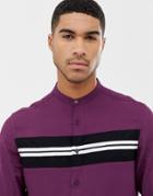 Asos Design Regular Fit Viscose Shirt With Tape - Purple
