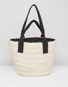 Asos Straw Shopper With Contrast Handles - Pink