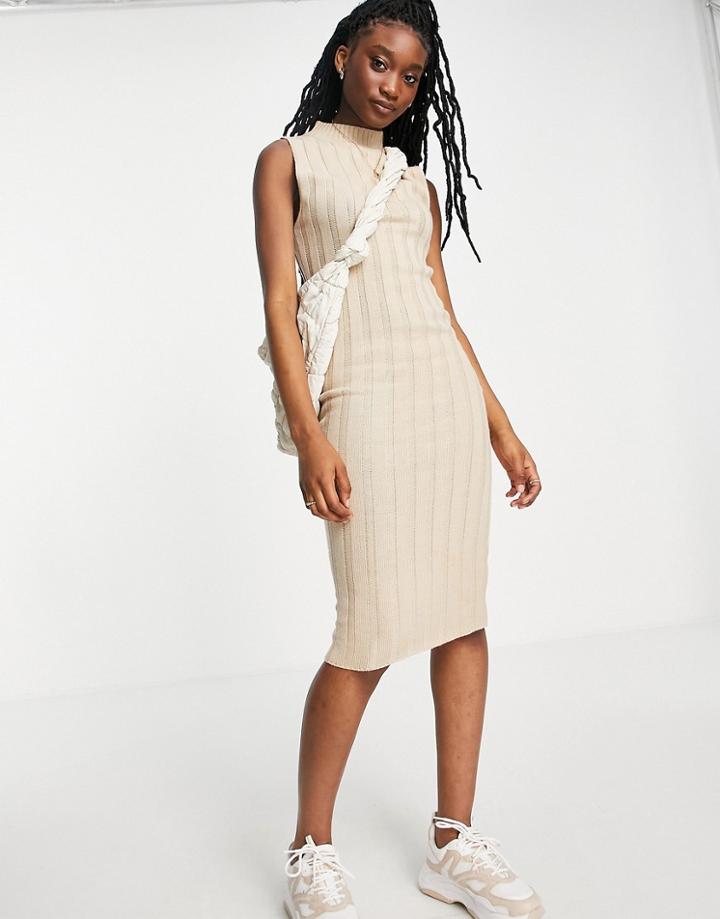In The Style X Billie Faiers Body-conscious Midi Dress In Stone-neutral