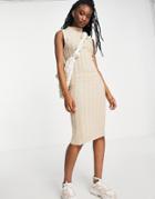 In The Style X Billie Faiers Body-conscious Midi Dress In Stone-neutral
