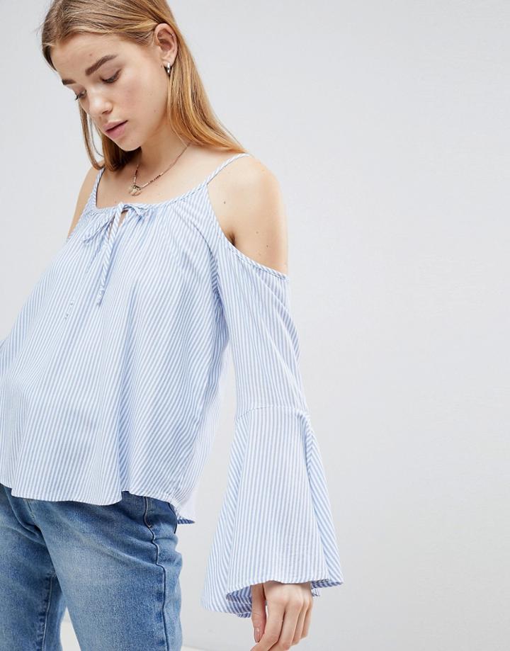 Hollister Cold Shoulder Bell Sleeve Top - Multi