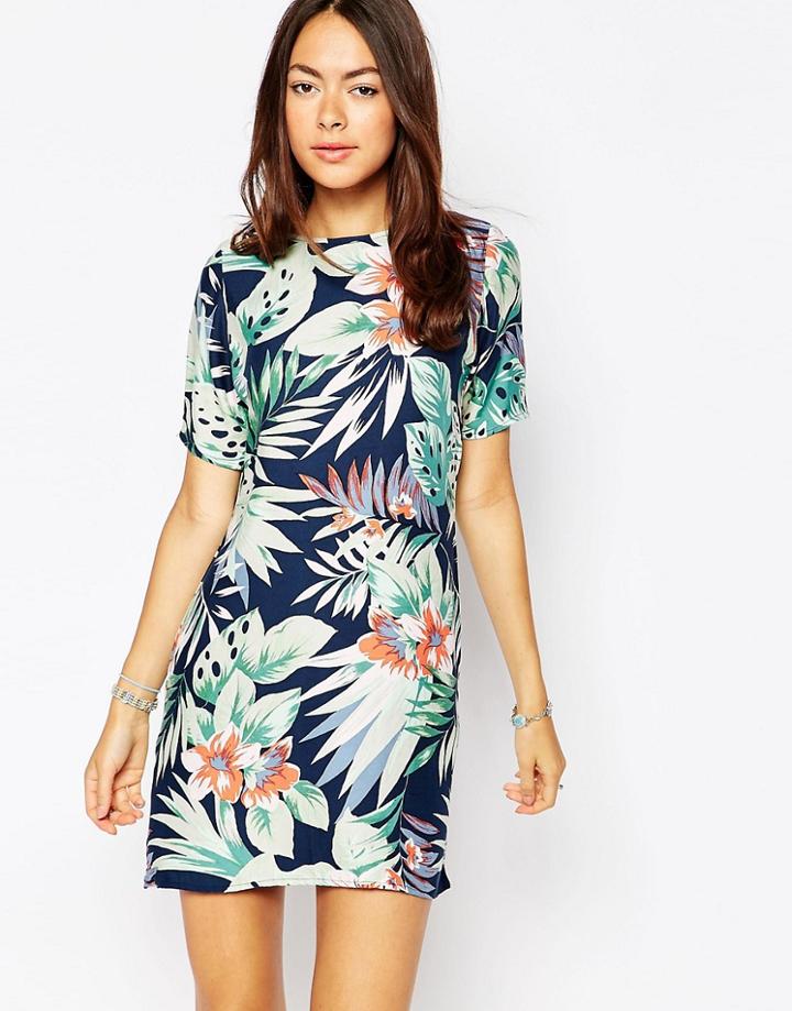 Motel Petal Dress In Hawaian Print - Tropical Hawaii 2014