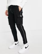 The Couture Club Sweatpants Black Pocketed & Contrast Seam