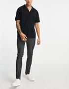 Topman Fabric Super Skinny Pants In Charcoal - Charcoal-grey