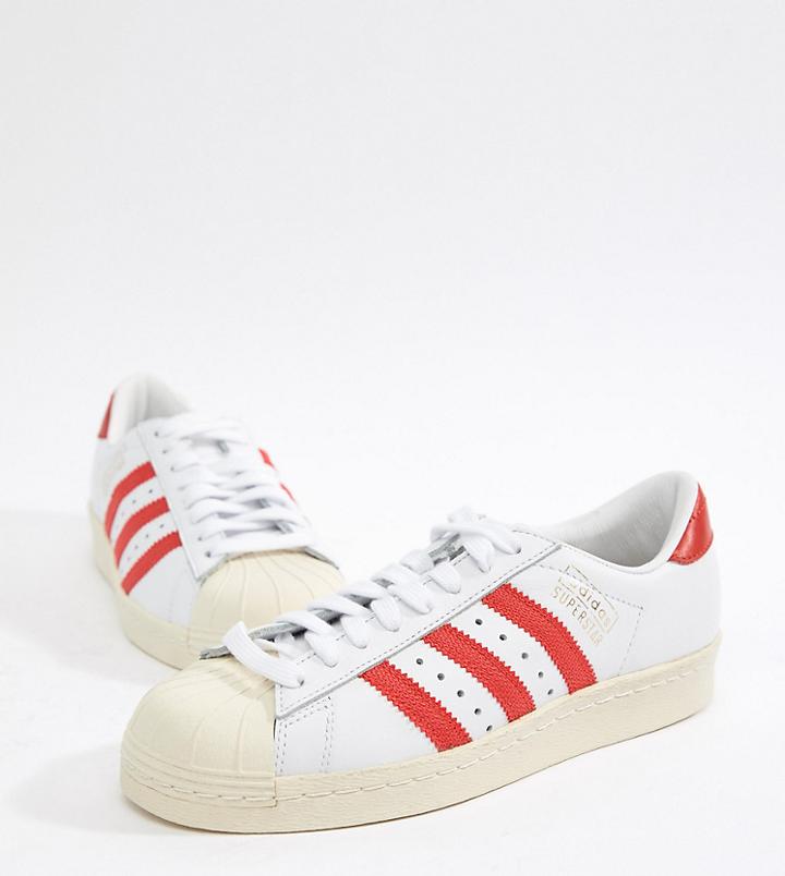 Adidas Originals Superstar Og Sneakers In White And Red - Black
